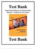 Test Bank for Organizational Behavior An Evidence-Based Approach, 12 Edition by Fred Luthans| 9780073530352| LATEST |2025