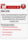 WGU C706 Secure Software Design Exam 2025&sol;26 &ndash; Complete Test Bank &vert; 400 Verified Questions with Detailed Answers & Rationales &lpar;A&plus; Graded&rpar;