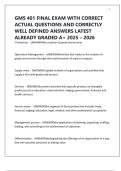 GMS 401 FINAL EXAM WITH CORRECT ACTUAL QUESTIONS AND CORRECTLY WELL DEFINED ANSWERS LATEST ALREADY GRADED A&plus; 2025 &ndash; 2026