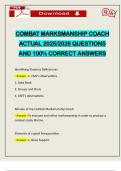 COMBAT MARKSMANSHIP COACH ACTUAL 2025&sol;2026 QUESTIONS AND 100&percnt; CORRECT ANSWERS