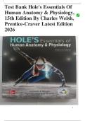 Test Bank Complete&lowbar; Hole's Essentials of Human Anatomy and Physiology 15th Edition&comma;  By Charles Welsh & Cynthia Prentice-Craver All Chapter 1-20&vert; Newest 2026