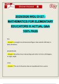 2025&sol;2026 WGU D127 - MATHEMATICS FOR ELEMENTARY EDUCATORS III ACTUAL Q&A 100&percnt; PASS