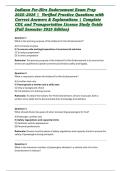 Indiana For-Hire Endorsement Exam Prep 2025&ndash;2026 &vert;  Verified Practice Questions with Correct Answers & Explanations &vert; Complete CDL and Transportation License Study Guide &lpar;Fall Semester 2025 Edition&rpar;