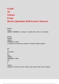 Grade 10 Science Exam Review Questions With Correct Answers&period;