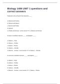 Biology 1406 UNIT 1 questions and correct answers 