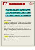 PEER RECOVERY COACH EXAM ACTUAL 2025&sol;2026 QUESTIONS AND 100&percnt; CORRECT ANSWERS