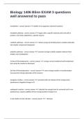 Biology 1406 Blinn EXAM 3 questions well answered to pass