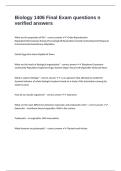 Biology 1406 Final Exam questions n verified answers