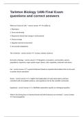 Tarleton Biology 1406 Final Exam questions and correct answers