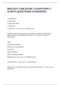 BIOLOGY 1406 EXAM 1 &lpar;CHAPTERS 1-3&rpar; WITH QUESTIONS N ANSWERS