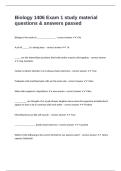 Biology 1406 Exam 1 study material questions & answers passed