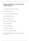 Biology 1406&semi; Exam 1 questions and correct answers
