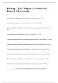 Biology 1406&comma; Chapters 1-4 Practice Exam 1 fully solved