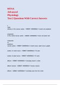 MTSA Advanced Physiology Test 2 Questions With Correct Answers 
