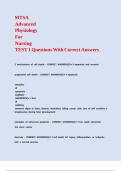 MTSA Advanced Physiology For Nursing TEST 1 Questions With Correct Answers