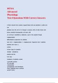 MTSA Advanced Physiology Test 4 Questions With Correct Answers