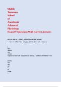 Middle Tennessee School of Anesthesia Advanced Physiology Exam IV Questions With Correct Answers 