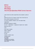 MTSA Advanced Physiology Test 4 Exam Questions With Correct Answers