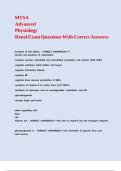 MTSA Advanced Physiology Renal Exam Questions With Correct Answers