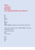 MTSA Advanced Physiology Test 3 Questions With Correct Answers &comma;