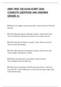 ARMY FIRST AID EXAM SCRIPT 2026 COMPLETE QUESTIONS AND ANSWERS GRADED A&plus;