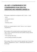 ASL UNIT 4 COMPREHENSION TEST EXAM SCRIPT 2026 COMPLETE QUESTIONS AND ANSWERS GRADED A&plus;
