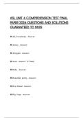 ASL UNIT 4 COMPREHENSION TEST FINAL PAPER 2026 QUESTIONS AND SOLUTIONS GUARANTEED TO PASS