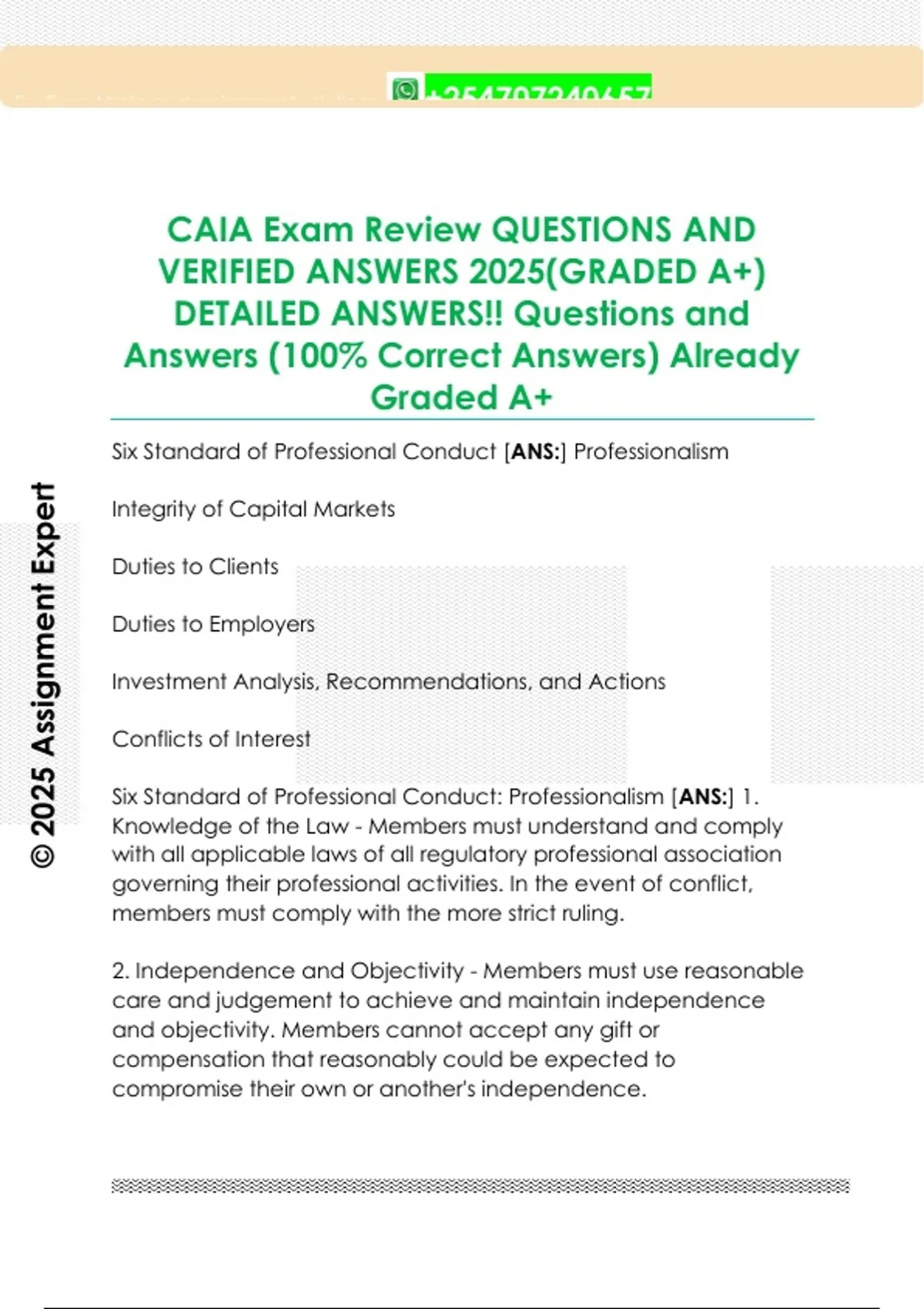 Caia Example Questions CAIA Exam Review QUESTIONS AND VERIFIED ANSWERS 2025(GRADED A+ ...