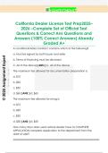 California Dealer License Test Prep2025 2026 &ndash;Complete Set of Official Test  Questions & Correct Ans Questions and  Answers &lpar;100&percnt; Correct Answers&rpar; Already  Graded A&plus; 