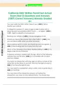 California DMV Written Permit test Actual  Exam &lpar;test 2&rpar; Questions and Answers  &lpar;100&percnt; Correct Answers&rpar; Already Graded  A&plus; 