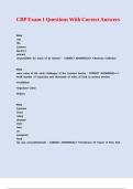 CBP Exam 1 Questions With Correct Answers