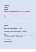 Medical SLP - Praxis Practice Questions With Correct Answers