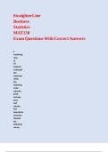 StraighterLine Business Statistics MAT150 Exam Questions With Correct Answers