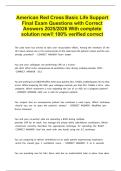 American Red Cross Basic Life Support Final Exam Questions with Correct Answers 2025&sol;2026 With complete solution new&excl;&excl; 100&percnt; verified correct 
