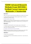 NR505 Advanced Research Methods Exam 2025&sol;2026 &ndash; Verified Correct Answers & Rationales &vert; Chamberlain