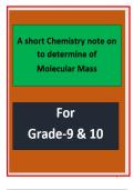 A short Chemistry note on to determine of  Molecular Mass For  Grade-9 & 10