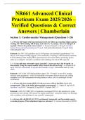 NR661 Advanced Clinical Practicum Exam 2025&sol;2026 &ndash; Verified Questions & Correct Answers &vert; Chamberlain