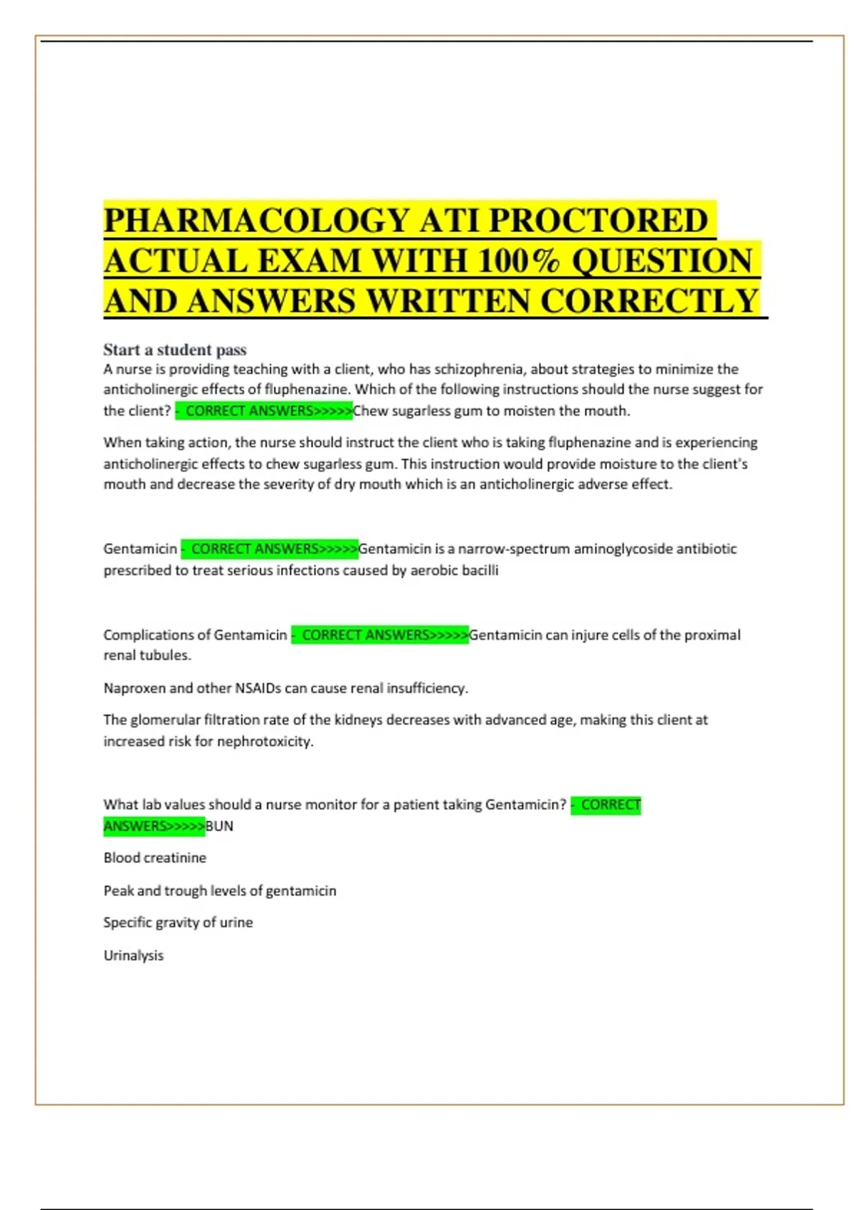 Pharmacology ATI Proctored Exam 2025/2026 – 100% Verified Questions and ...