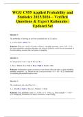 WGU C955 Applied Probability and Statistics 2025&sol;2026 &ndash; Verified Questions & Expert Rationales &vert; Updated Set