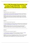 WGU C200 Managing Organizations and Leading People 2025&sol;2026 &ndash; Verified Questions & Full Rationales &vert; Updated