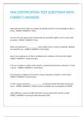 HHA CERTIFICATION TEST QUESTIONS WITH CORRECT ANSWERS