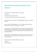 HHA Final Exam Questions With Correct Answers