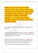 EDPNA EXAM AND STUDY GUIDE  NEWEST 2025 TEST BANK&vert; 2 VERSIONS  &lpar;VERSION A & B&rpar; WITH 250 REAL EXAM  QUESTIONS AND CORRECT DETAILED  ANSWERS &lpar;VERIFIED ANSWERS&rpar;  GRADED A&plus;&vert; ELIGIBLE FOR DIRECT  PAYMENT NON-ATTORNEY EXAM 2025  &lpar;BRAND NEW&excl;&excl;&rpar;