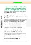 CSLB B LICENSE GENERAL CONTRACTOR  EXAM Questions and Answers &lpar;100&percnt;  Correct Answers&rpar; Already Graded A&plus; 