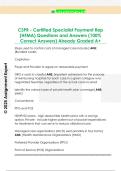 CSPR - Certified Specialist Payment Rep  &lpar;HFMA&rpar; Questions and Answers &lpar;100&percnt;  Correct Answers&rpar; Already Graded A&plus; 