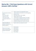 Marine Bio &sol; Fish Exam Questions with Correct  Answers 100&percnt; Verified 