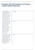 Psychiatric NP exam Questions and Answers  LATEST UPDATE 2025-2026 