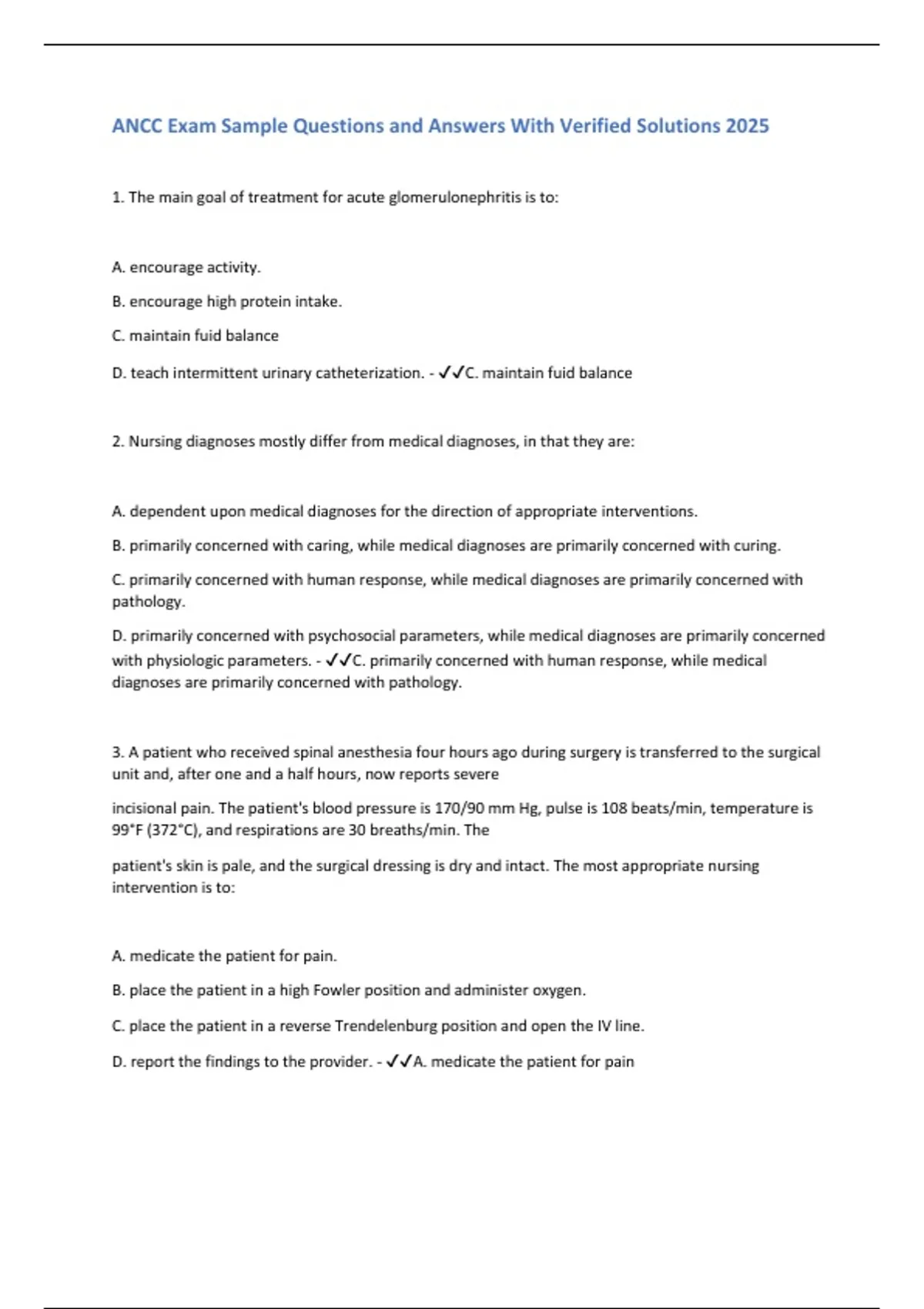 ANCC Exam Sample Questions and Answers With Verified Solutions 2025 ...