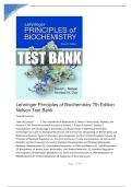 Test Bank for Lehninger Principles of Biochemistry 7th Edition by Nelson
