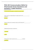 PHA 303 Communication Skills for Pharmacists Exam Questions and Answers &lpar; Latest Version&rpar;&period;